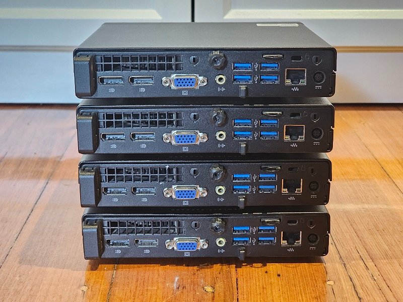 4 x HP mini PC, Built-in WiFi, i3-4160T, 128G SSD, 8G RAM, Win10 Pro.