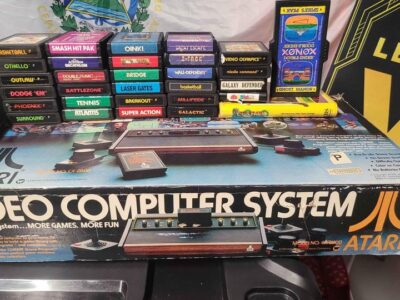 Atari 2600 6 Switch "Woody" Console Boxed With 30 Games.