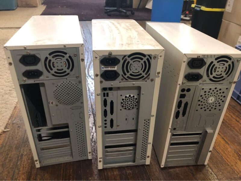 Bulk Lot Of 8X Old PC Cases, White, Vintage Desktop Computer Cases.