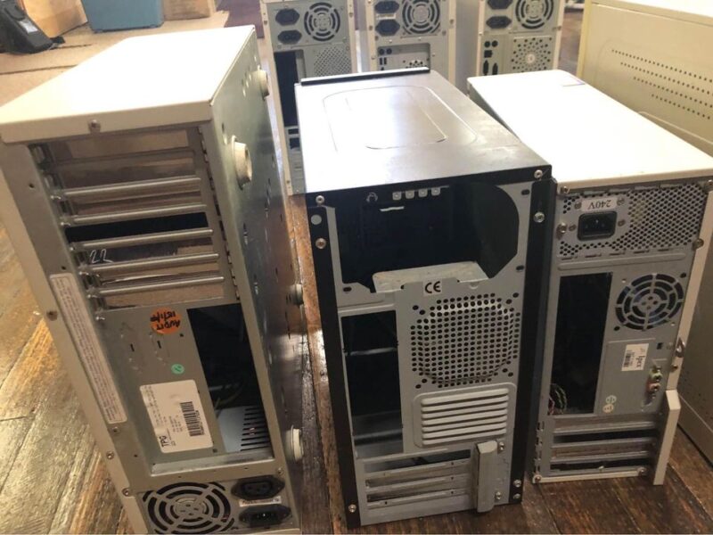 Bulk Lot Of 8X Old PC Cases, White, Vintage Desktop Computer Cases.