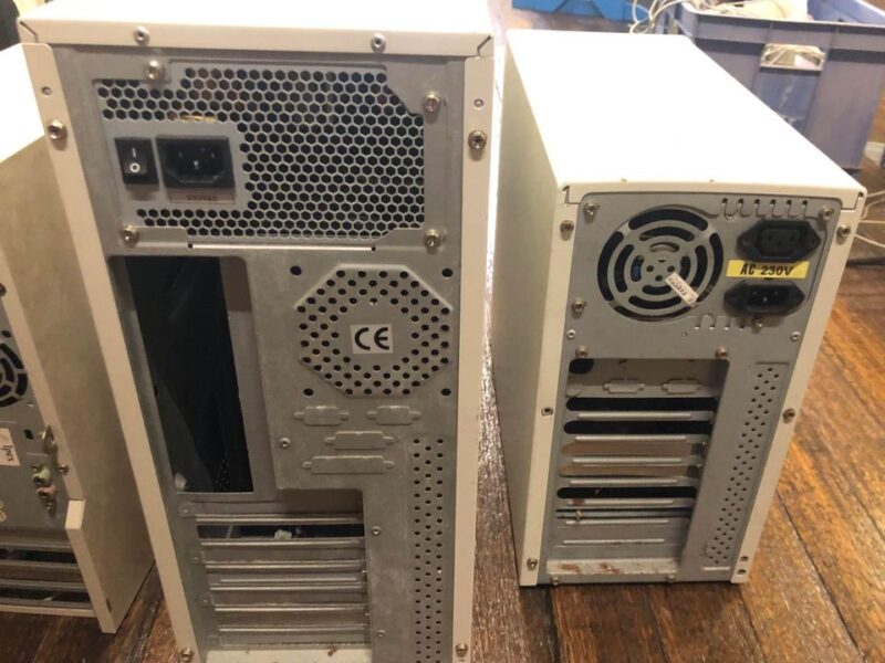 Bulk Lot Of 8X Old PC Cases, White, Vintage Desktop Computer Cases.