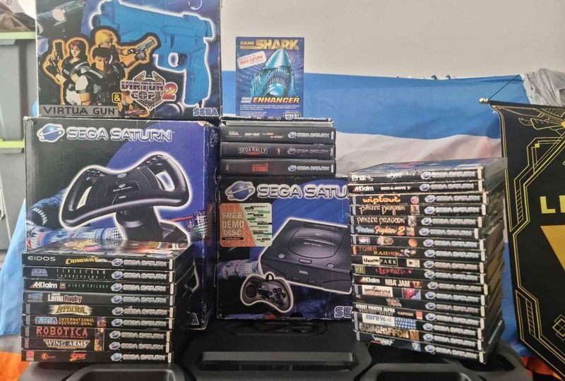 Sega Saturn Boxed Console With Boxed Accessories And 31 Games.